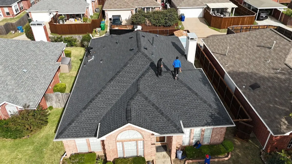 Slate & Tile Roof Repair work in progress on a Southlake property